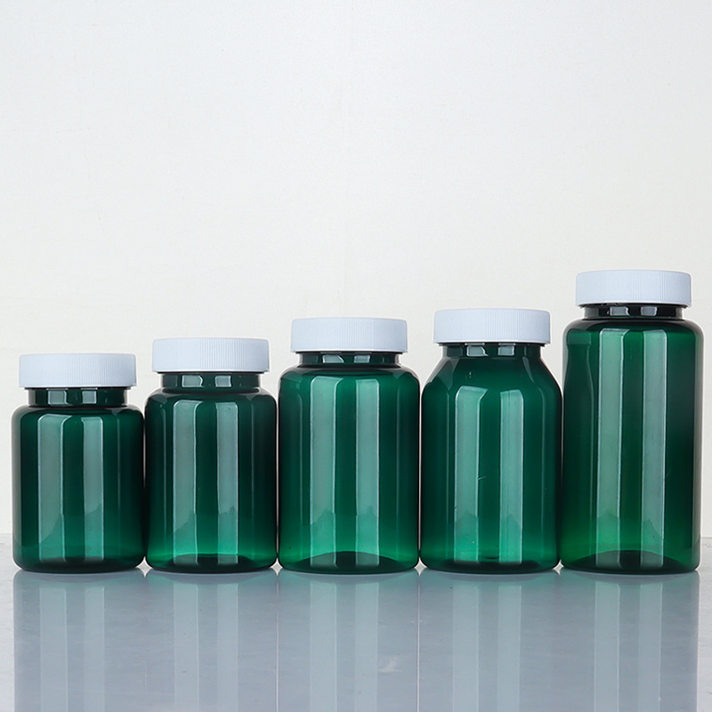 Dark green 80-150 ml high-end health care product bottle pet plastic bottle empty medicine bottle soft capsule bottle