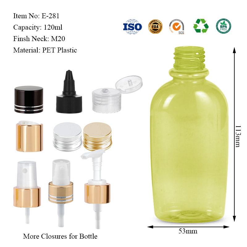 PET plastic ring-top flat bottles 120ML 230ML 500ML 780ML