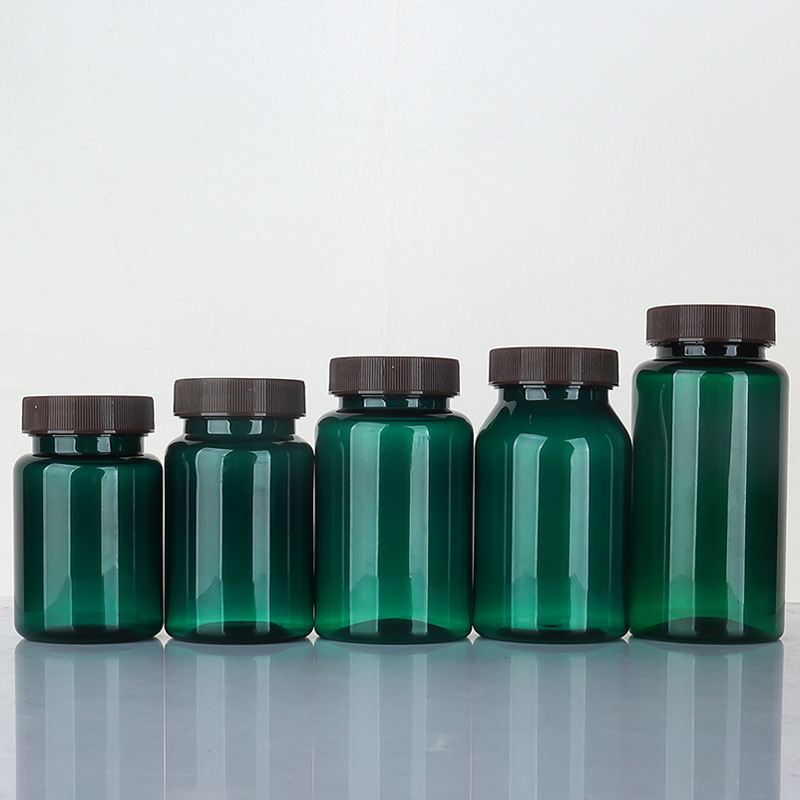 Dark green 80-150 ml high-end health care product bottle pet plastic bottle empty medicine bottle soft capsule bottle