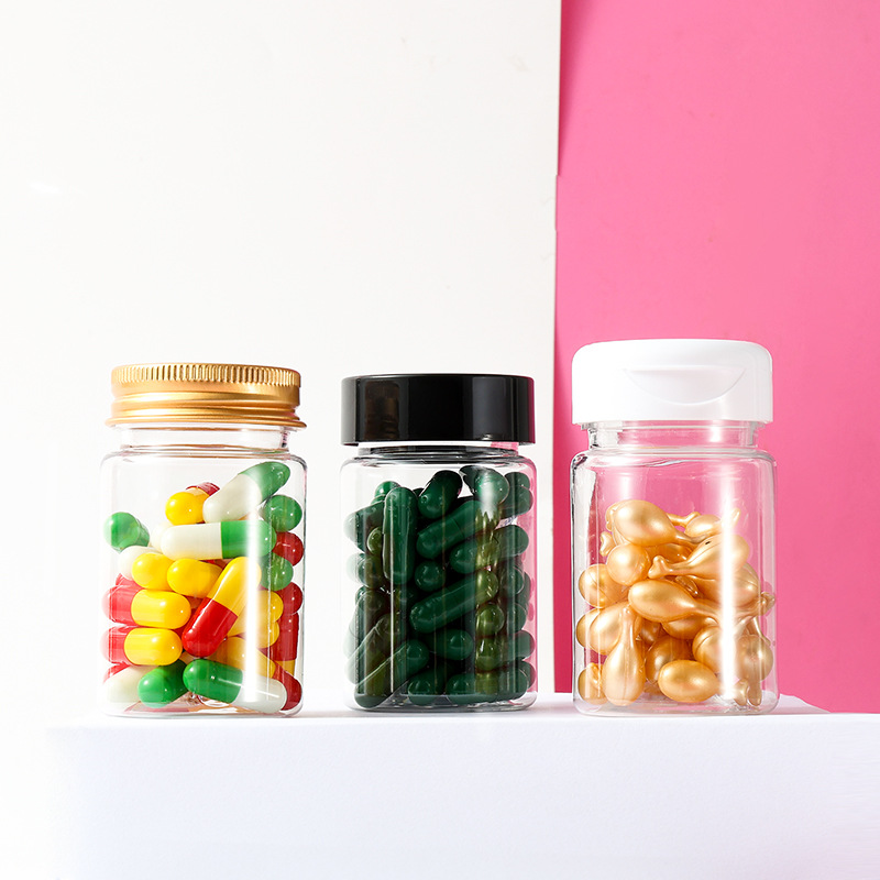 PET transparent bottle 50ml food grade packaging general empty bottle small medicine bottle sealed sub-bottle plastic bottle