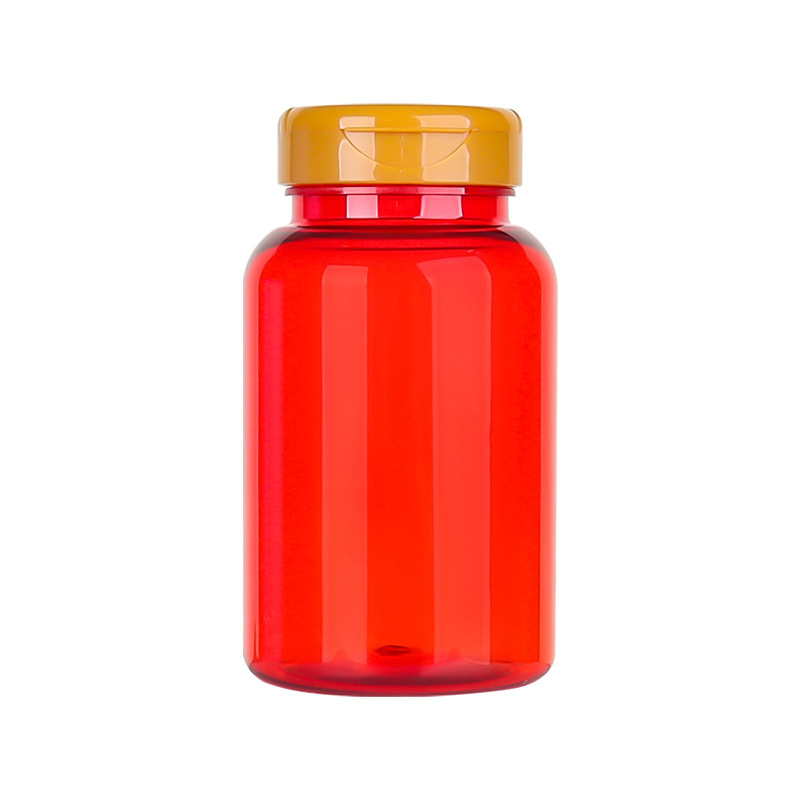 PET 225ml translucent red bottle Cordyceps powder tablet candy health care product bottle PP flip cover sealed packaging
