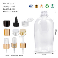 PET plastic ring-top flat bottles 120ML 230ML 500ML 780ML