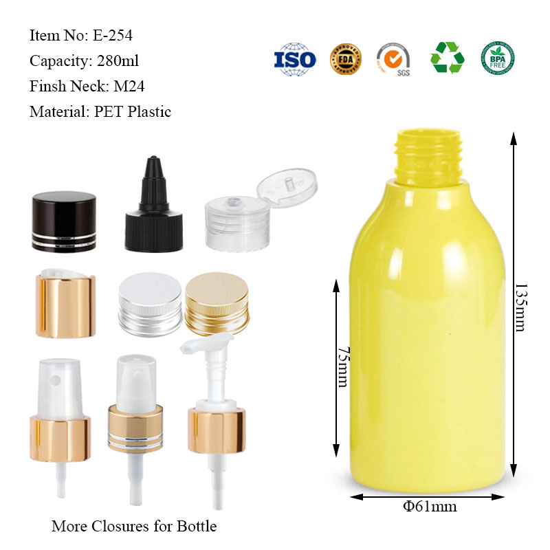 PET plastic slanted shoulder round bottles 120ML 230ML 500ML 780ML