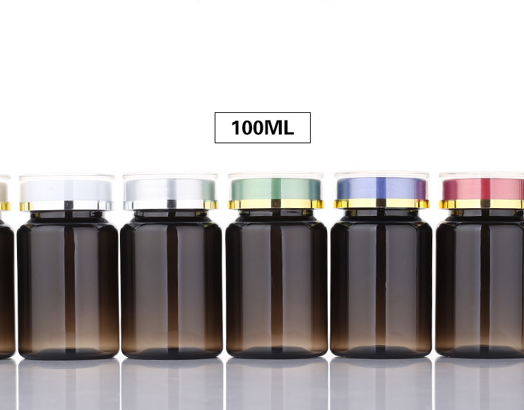 PET plastic bottle 120ml translucent black health food packaging bottle