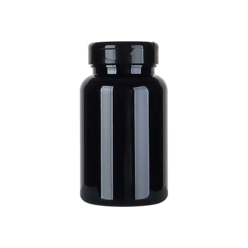 200ML black PET plastic large capacity health care product bottle Cordyceps saffron capsule packaging large bottle PP flip cover