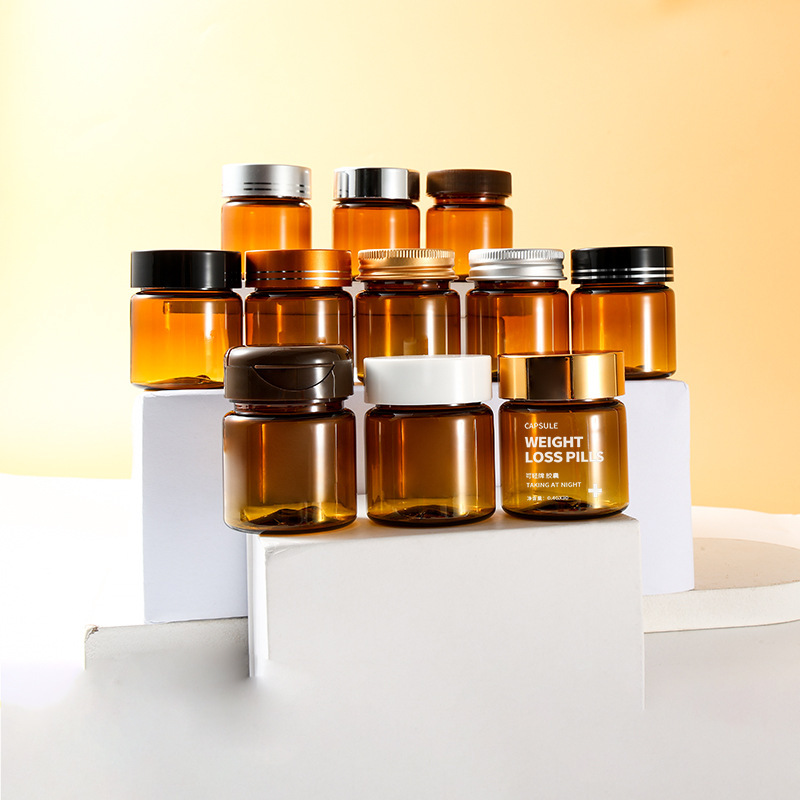 PET plastic bottle 30ml brown bottle food grade packaging general empty bottle small medicine bottle sealed sub-bottle