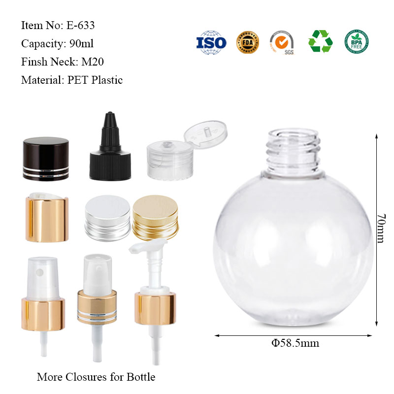 PET plastic ball bottles 50ML 90ML 150ML 250ML 320ML 450ML 1000ML