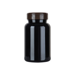200ML black PET plastic large capacity health care product bottle Cordyceps saffron capsule packaging large bottle PP flip cover