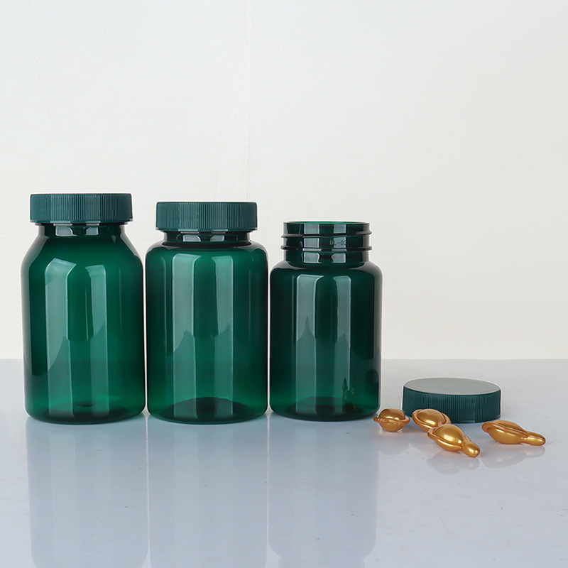 Dark green 80-150 ml high-end health care product bottle pet plastic bottle empty medicine bottle soft capsule bottle
