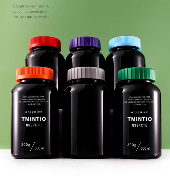 Black PET health product bottle 500ml powder tablet bottle 500cc