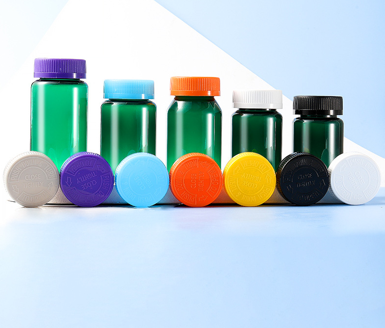 Green empty bottle 80-150ml capsule bottle press screw cap food grade medicine bottle empty bottle small bottle
