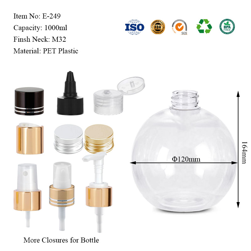 PET plastic ball bottles 50ML 90ML 150ML 250ML 320ML 450ML 1000ML