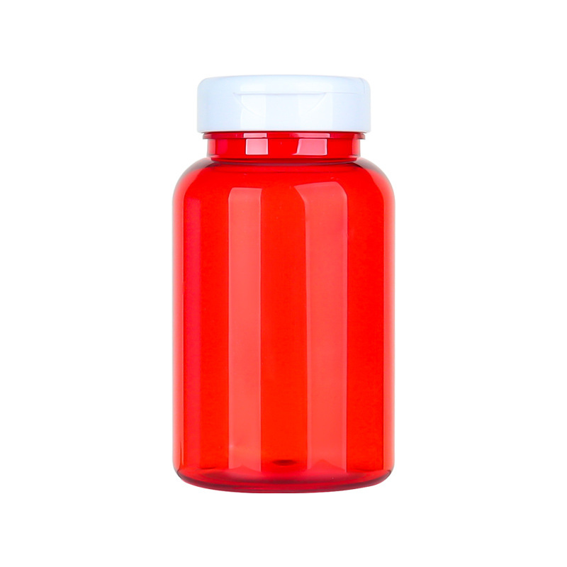 PET 225ml translucent red bottle Cordyceps powder tablet candy health care product bottle PP flip cover sealed packaging