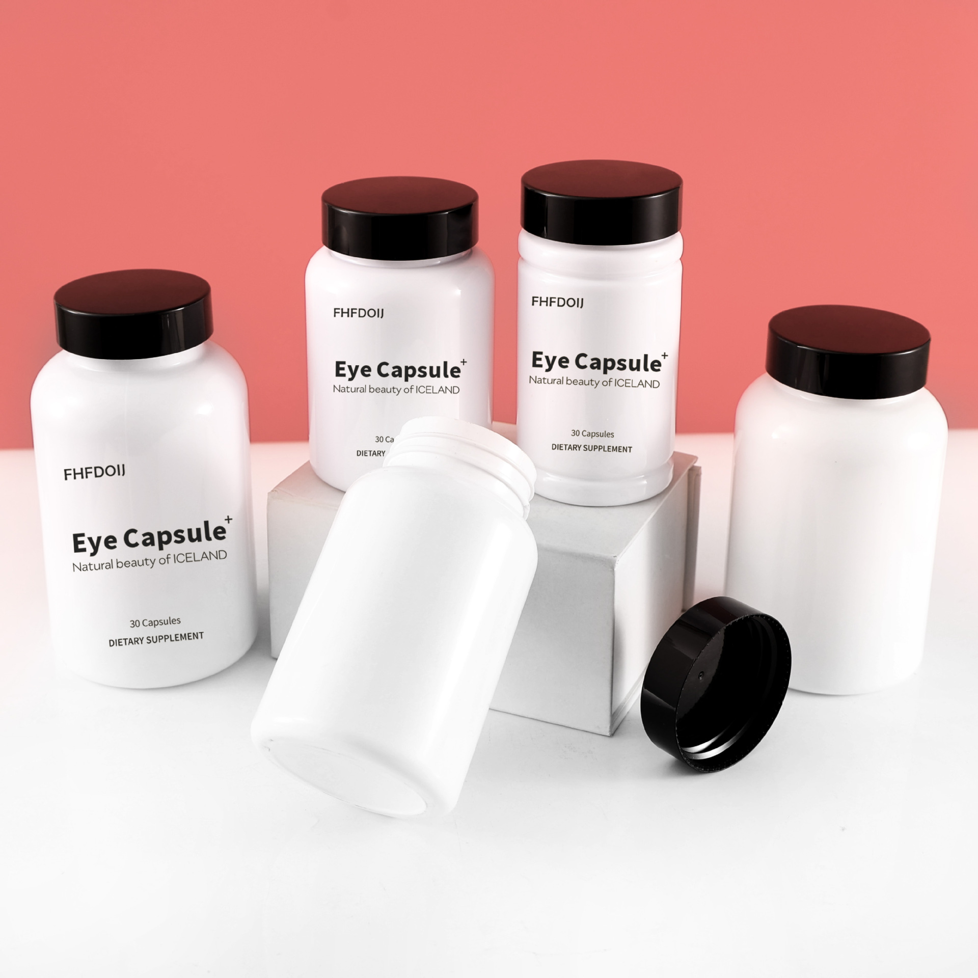 Food grade PET capsule bottle 200ML white black cover high-end health care medicine tablet plastic bottle 175ml thickened