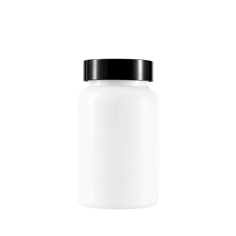 Food grade PET capsule bottle 200ML white black cover high-end health care medicine tablet plastic bottle 175ml thickened