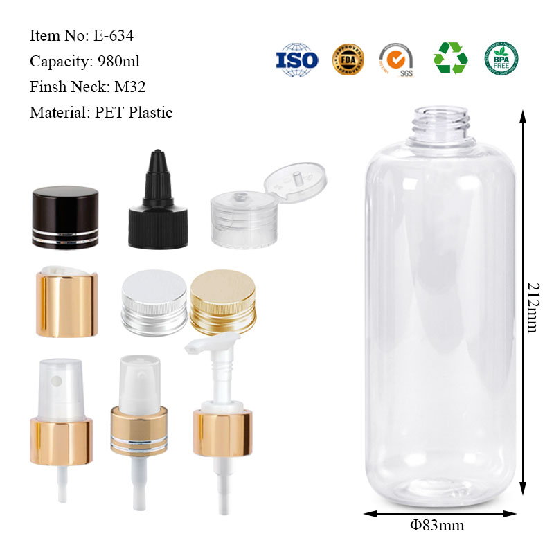 PET plastic venice round bottles 300ML 520ML 800ML 980ML