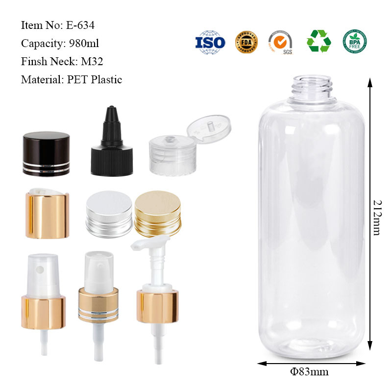 PET plastic venice round bottles 300ML 520ML 800ML 980ML