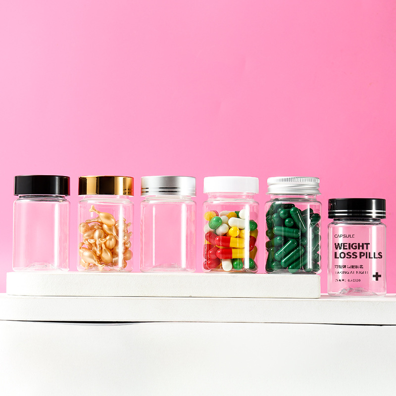 PET transparent bottle 50ml food grade packaging general empty bottle small medicine bottle sealed sub-bottle plastic bottle