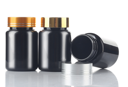80ml black PET capsule bottle flip top high-end health care plastic medicine bottle pill tablet packaging