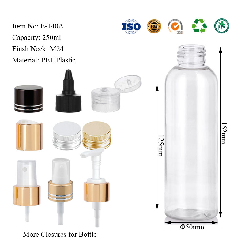 PET plastic cosmo bottles 60ML 100ML 120ML 200ML 250ML 500ML