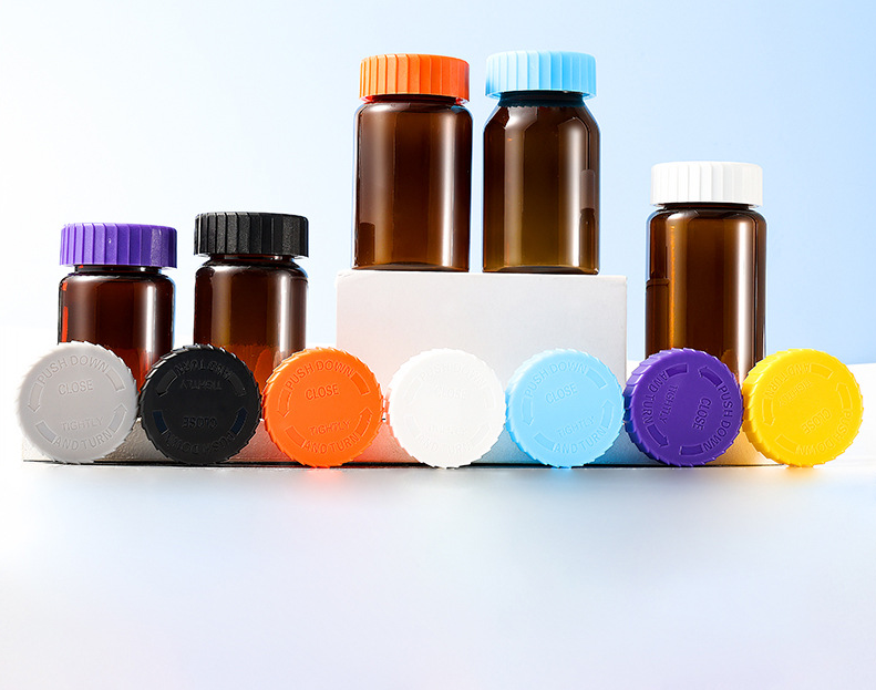 Small bottle brown 80-150ml capsule bottle press screw cap food grade medicine bottle plastic bottle medicine bottle