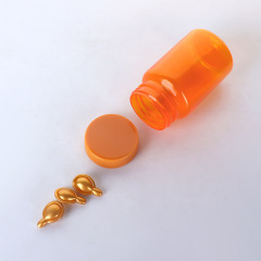 PET80-150ml translucent orange plastic bottle striped cover capsule bottle health care product cordyceps packaging bottle