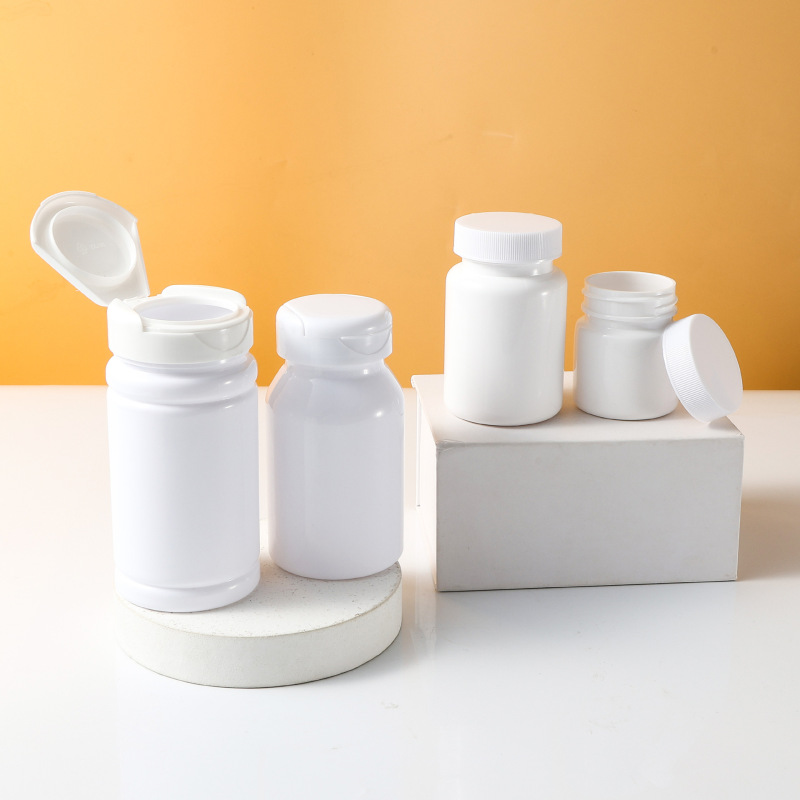 PET30-300ml white capsule bottle flip cover powder food grade sub-bottle thickened