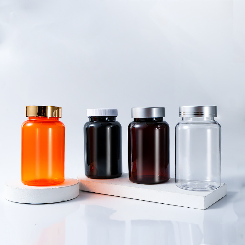 Food grade PET 200ml capsule bottle with single layer cover plastic Cordyceps powder empty medicine bottle thickened