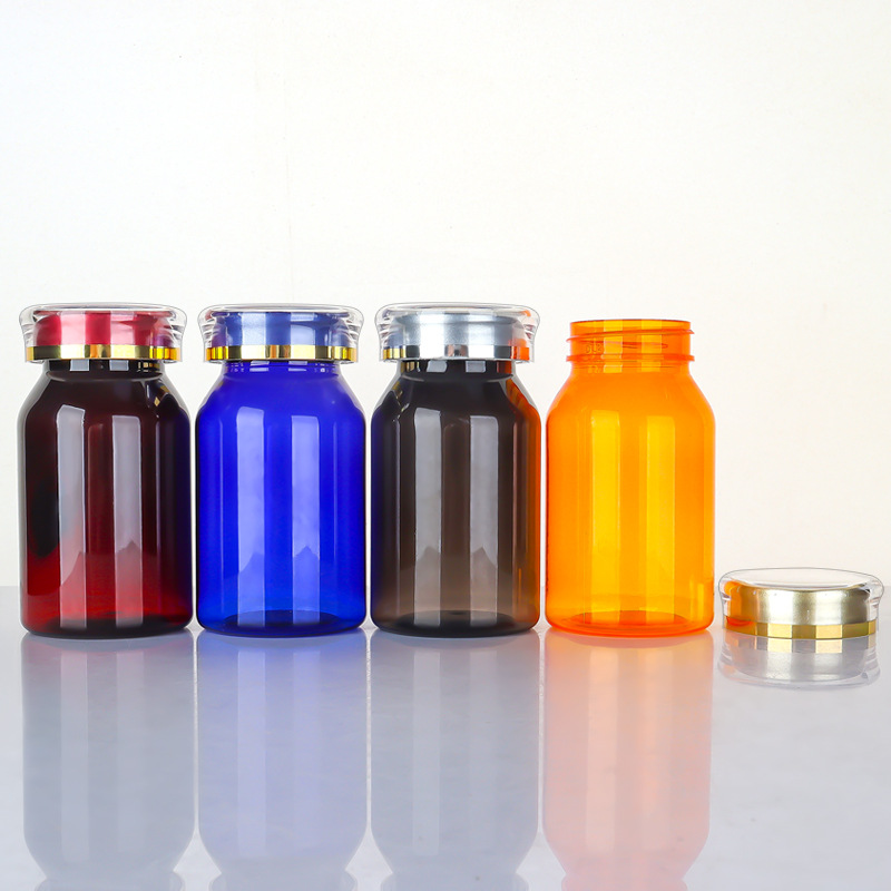 120ML oblique shoulder crown cap health care product bottle light-proof empty medicine bottle capsule cordyceps sub-packaging sample bottle large capacity