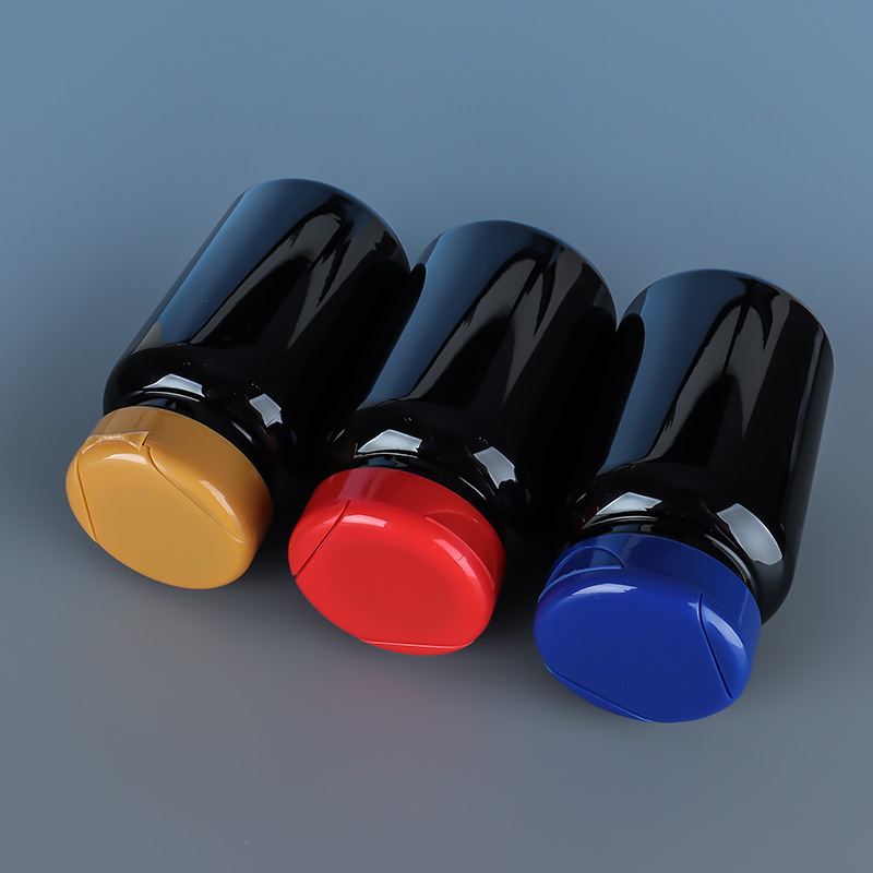 175ML black plastic bottle large capacity wide mouth PP flip cover capsule pill health care product bottle medicine packaging bottle