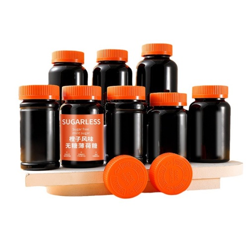 PET plastic bottle black light-proof 140-300ml capsule bottle striped screw cap food packaging capsule bottle