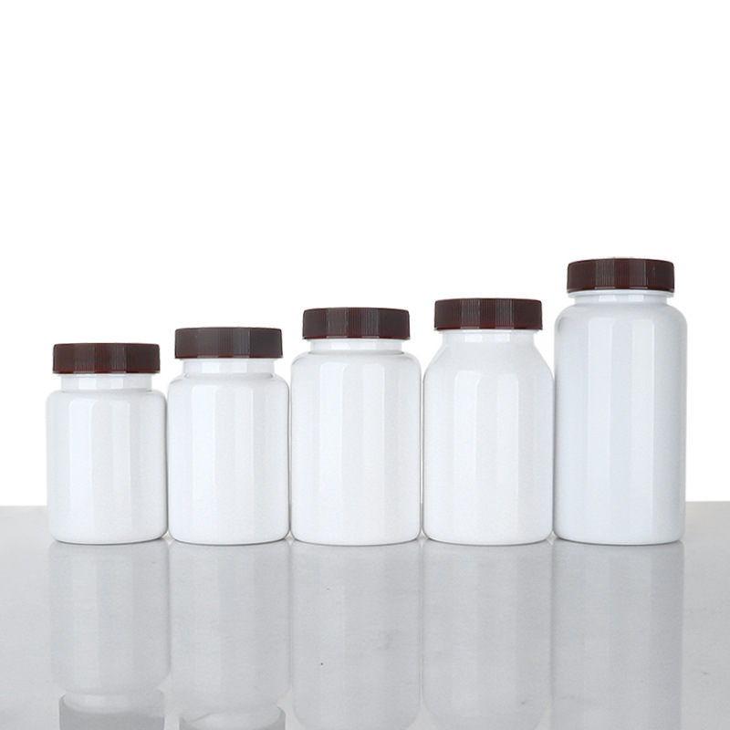 80-150ml white plastic bottle striped cover capsule packaging bottle plastic empty bottle printed text bottle sticker maca