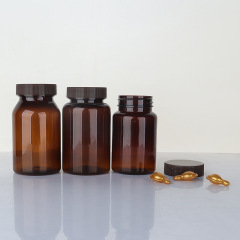 Brown 80-150ml high-end health care product bottle pet plastic bottle empty medicine bottle soft capsule bottle PP striped cover