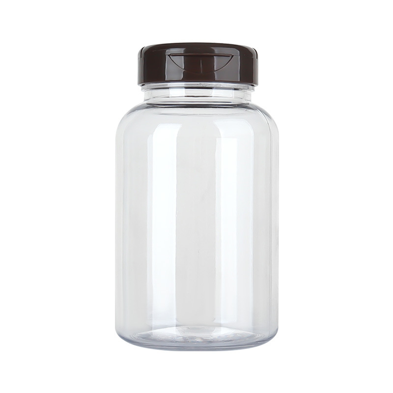 PET 250ML plastic transparent packaging solid plastic bottle large empty bottle medicine bottle capsule tablet flip cover