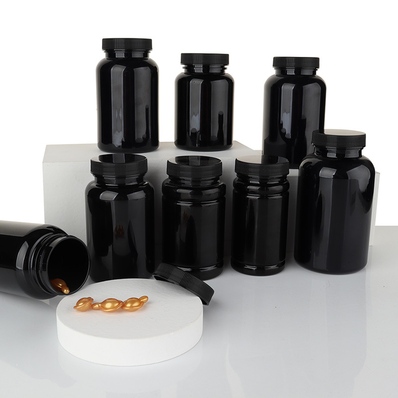 Black capsule bottle, pet bottle, solid medicine bottle, health care product bottle, plastic bottle, sample bottle, empty medicine bottle 8 models