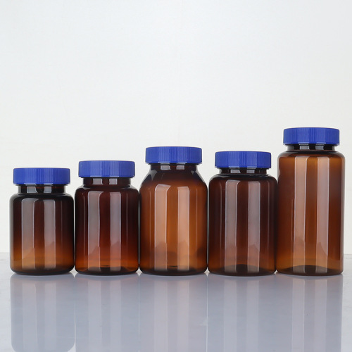 Brown 80-150ml high-end health care product bottle pet plastic bottle empty medicine bottle soft capsule bottle PP striped cover