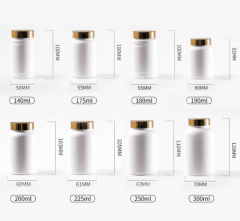 140-300ml plastic small bottle with lid empty bottle food grade PET bright gold cap capsule bottle white