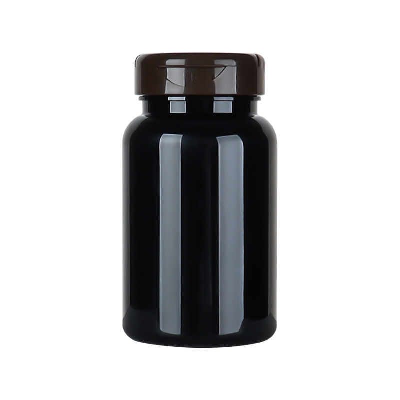175ML black plastic bottle large capacity wide mouth PP flip cover capsule pill health care product bottle medicine packaging bottle