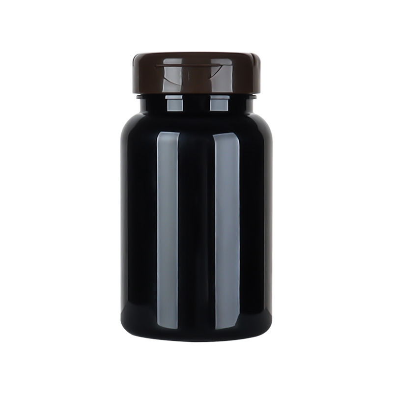 175ML black plastic bottle large capacity wide mouth PP flip cover capsule pill health care product bottle medicine packaging bottle