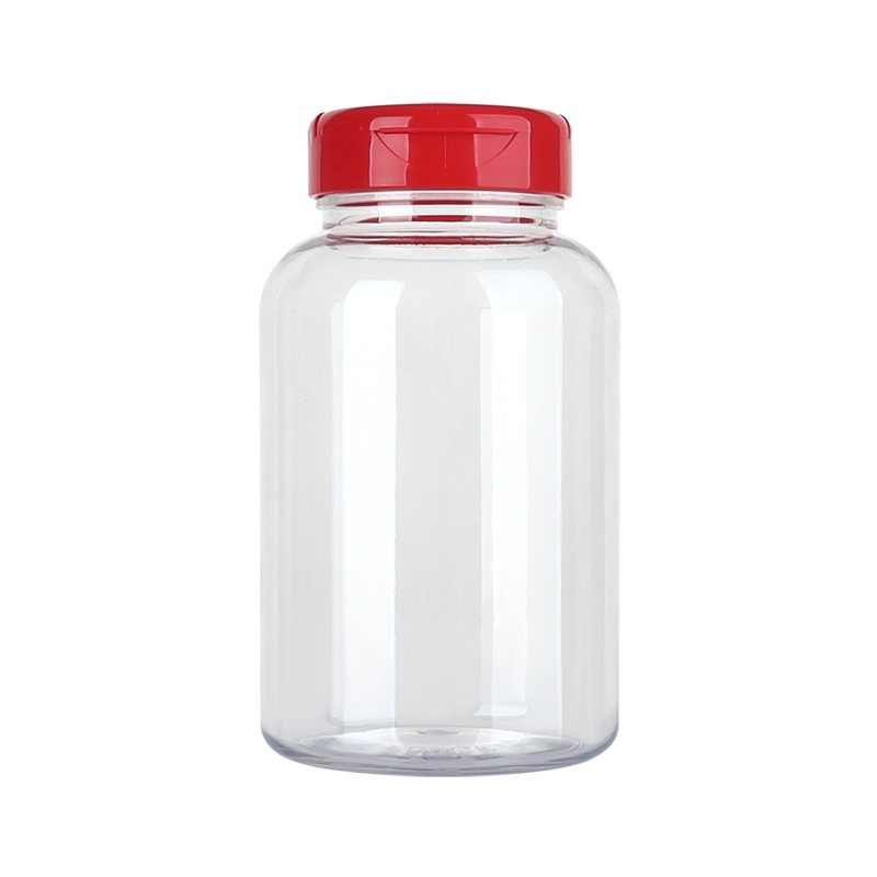 PET 250ML plastic transparent packaging solid plastic bottle large empty bottle medicine bottle capsule tablet flip cover