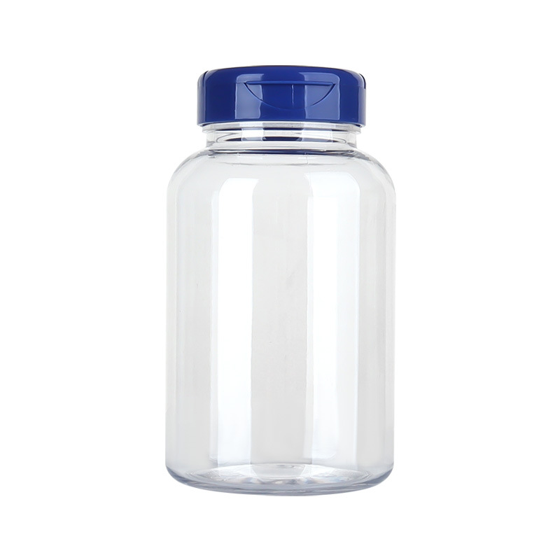 PET 250ML plastic transparent packaging solid plastic bottle large empty bottle medicine bottle capsule tablet flip cover