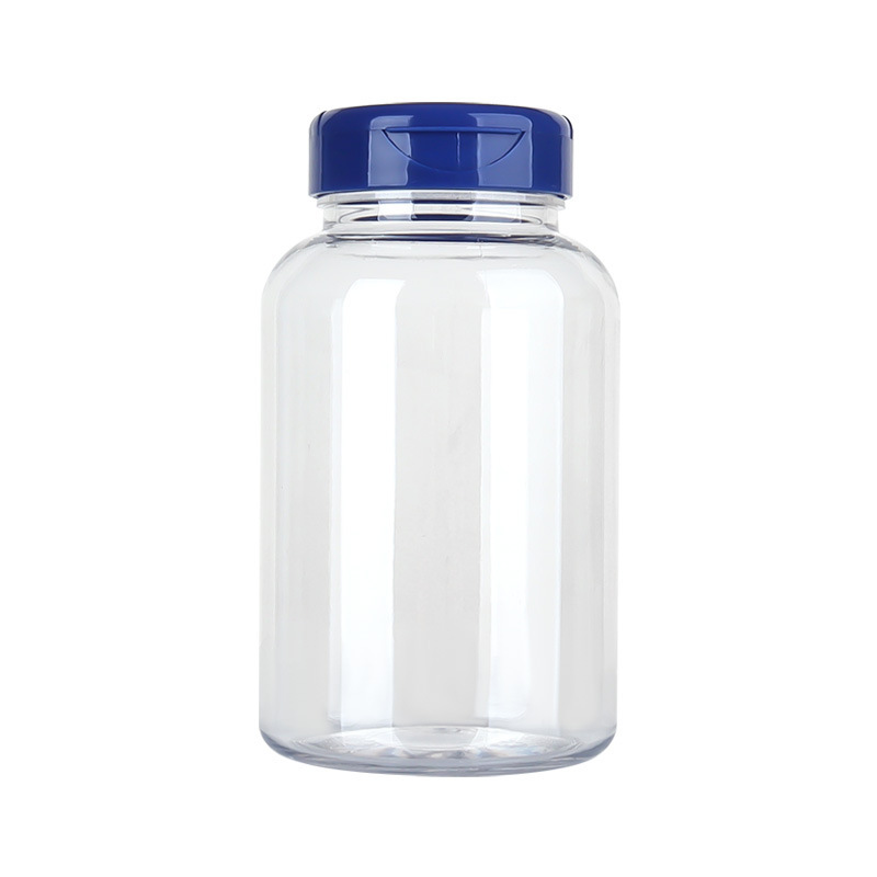 PET 250ML plastic transparent packaging solid plastic bottle large empty bottle medicine bottle capsule tablet flip cover