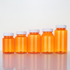 PET80-150ml translucent orange plastic bottle striped cover capsule bottle health care product cordyceps packaging bottle
