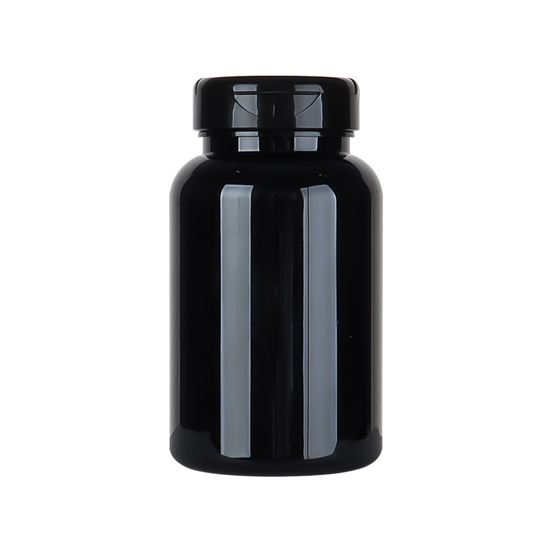 225ML black plastic health care product bottle, light-proof, large-capacity filling capsule bottle, cordyceps tablet bottle
