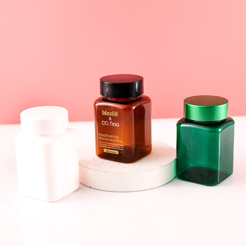 90ml square plastic bottle PET transparent square bottle with cover sample bottle capsule powder sub-bottle 90 ml