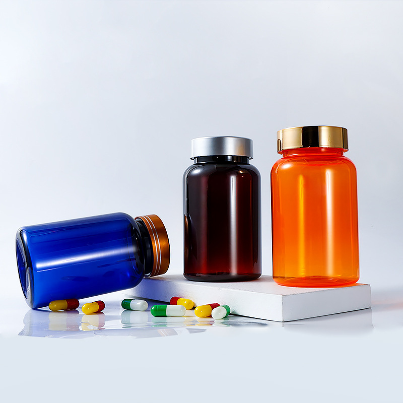 Food grade PET 200ml capsule bottle with single layer cover plastic Cordyceps powder empty medicine bottle thickened