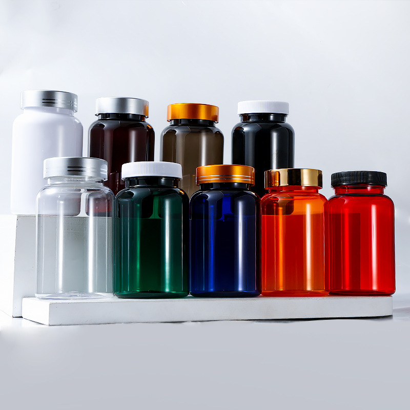 Food grade PET 200ml capsule bottle with single layer cover plastic Cordyceps powder empty medicine bottle thickened