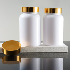 140-300ml plastic small bottle with lid empty bottle food grade PET bright gold cap capsule bottle white