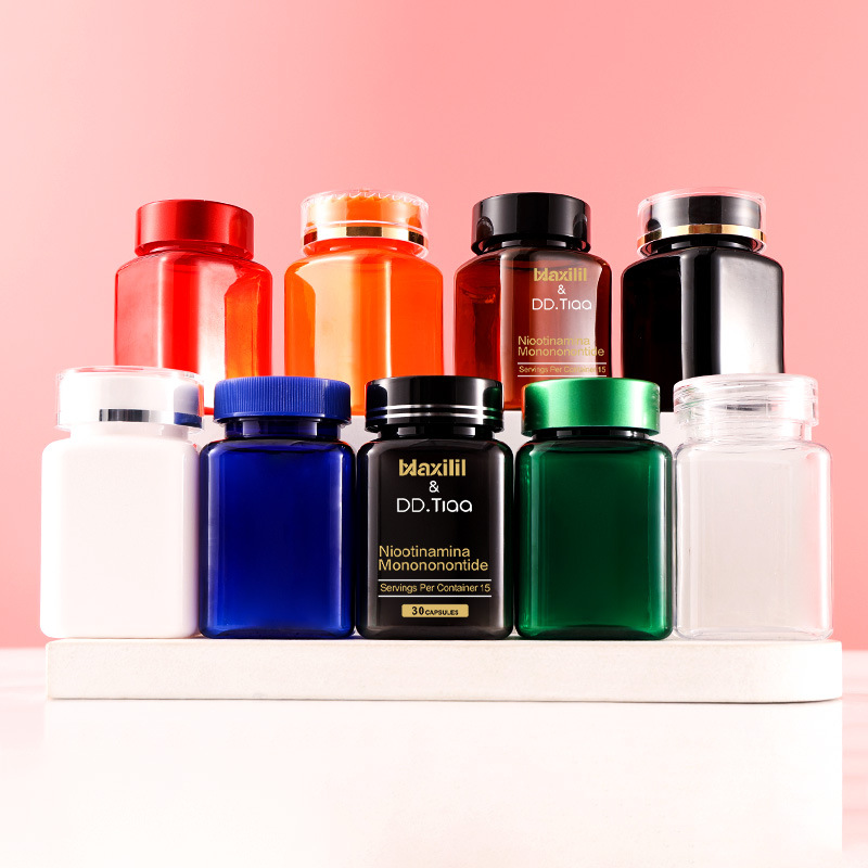 90ml square plastic bottle PET transparent square bottle with cover sample bottle capsule powder sub-bottle 90 ml