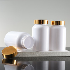140-300ml plastic small bottle with lid empty bottle food grade PET bright gold cap capsule bottle white